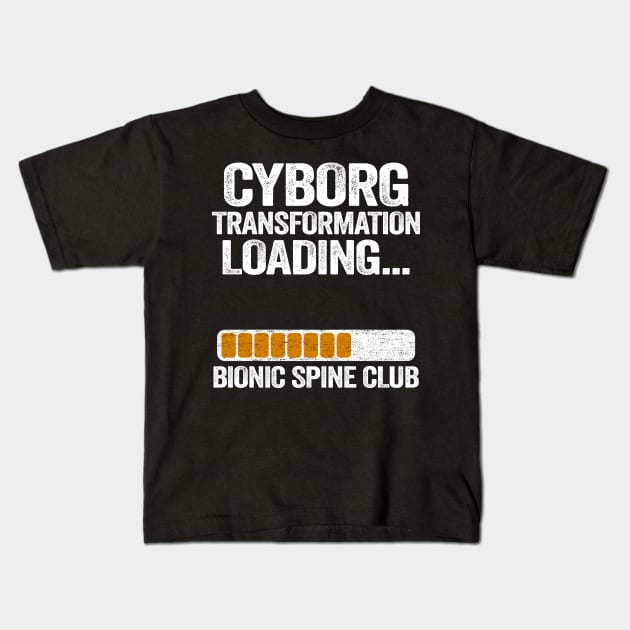 Cyborg Transformation Loading Bionic Spine Club Kids T-Shirt by Kuehni